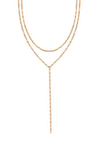 Hey Happiness Y-Kette mit Plättchen, Wasserfeste Edelstahl Lasso Halskette, Layer Lariat Damen Kette, Vergoldet 18K Roségold