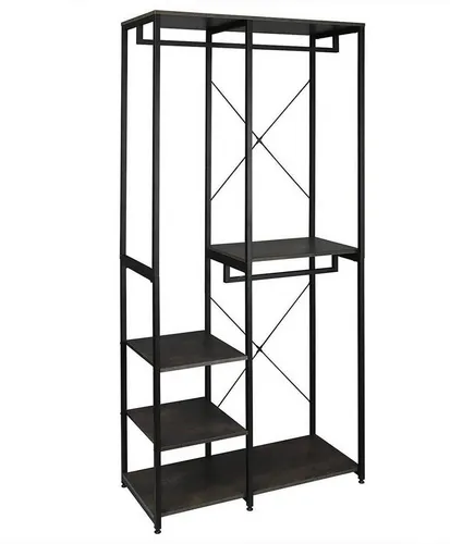 WOLTU Garderobenständer Kleiderständer mit Ablage und Schuhregal - Kleiderständer aus Holz und Stahl, ideal für Schlafzimmer oder Flur, bietet viel Stauraum mit 2 Kleiderstangen und verstellbaren Stellfüßen für Stabilität.