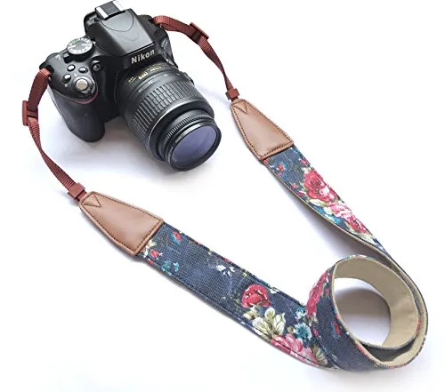 Alled kamera Gurt Hals,Kamera Umhängeband Nacken Schultergurt Gürtel Tragegurt für Canon Nikon Sony Lumix Olympus Pentax Fujifilm Universal,Abnehmbar Schnellverschluss kameragurt (Rindsleder Blau)