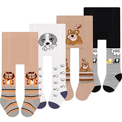 L&K-II Babystrumpfhose 4er Pack mit Tiermotiven - Strumpfhosen für Baby-Mädchen, atmungsaktiv und dehnbar für optimale Bewegungsfreiheit – perfekt für jede Jahreszeit!