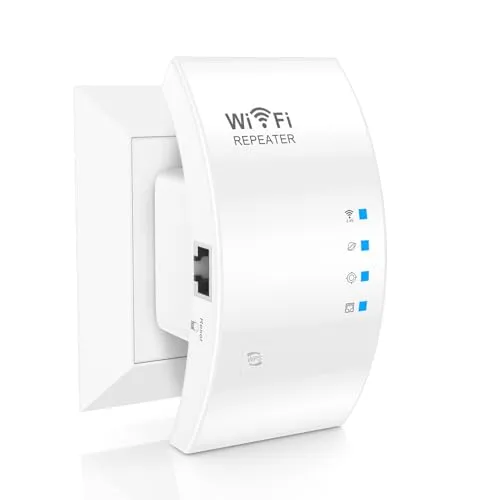 WLAN Verstärker 1800Mbit/s - Dualband Repeater mit 4 schwenkbaren Antennen - WLAN-Repeater für hohe Geschwindigkeit und Reichweite, ideal zur Verbesserung der WLAN-Abdeckung. Genießen Sie lagfreies Streaming und Online-Spiele mit bis zu 300 Mbit/s.