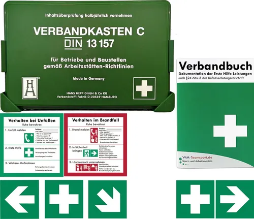 WM-Teamsport Erste-Hilfe-Koffer Betriebsverbandkasten DIN 13157 + BG Info-Paket 1 + Verbandbuch