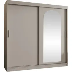 MIRJAN24 Kleiderschrank Selfie 200 - Schwebetürenschrank mit zwei Kleiderstangen und vier Schubladen, ideal für platzsparende Aufbewahrung in Ihrem Schlafzimmer.
