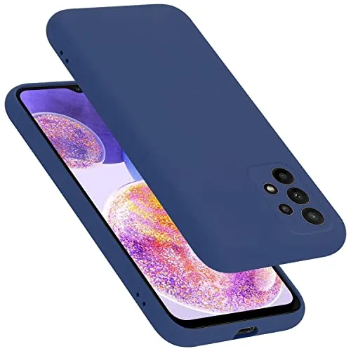 Cadorabo Hülle kompatibel mit Samsung Galaxy A23 4G / 5G Hülle Silikon Handyhülle für Galaxy A23 4G / 5G Case aus flüssigem Silikon- Kratzfeste und stoßfeste dünne TPU Schutzhülle - Liquid BLAU
