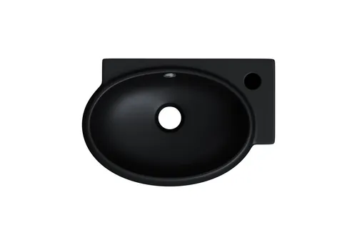 Mai & Mai Aufsatzwaschbecken Br001L aus Keramik - Modernes Aufsatzwaschbecken in Weiß, ideal für kleine Gäste-Bäder – platzsparend und elegant mit NANO-Beschichtung für einfache Reinigung.