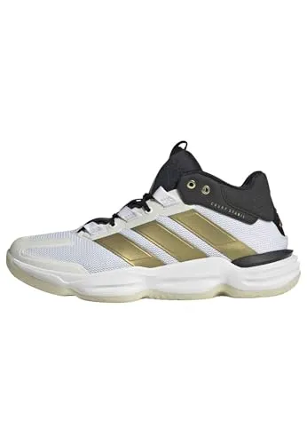 adidas Herren Courtstabil Indoor Performance Schuhe, FTWR White/Gold met./core Black, 43 1/3 EU - Hochwertige Indoor-Schuhe mit regulärer Passform und schnürbarem Verschluss. Ideal für optimale Stabilität und Komfort während des Spiels.