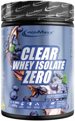 IronMaxx Clear Whey Isolate Zero, 400 g Dose, Blueberry Ice Tea