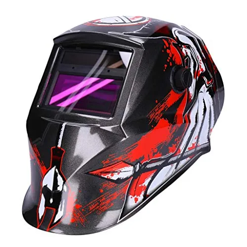 Automatik Solar Schweißhelm UV/IR-Schutz großes Sichtfenster für alle Schweißarten automatische Verdunkelung Schleifmodus Schweißmodus Empfindlichkeit & Verzögerungszeit einstellbar (Warrior)