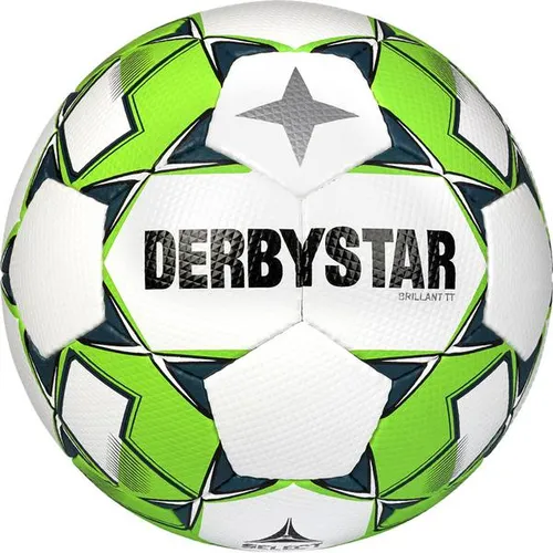 Derbystar Brillant Fußballbälle Weiss Grün Grau 5 - Trainingsbälle für Fußball, extrem strapazierfähig und höchste Qualitätsstufe für professionelles Training.