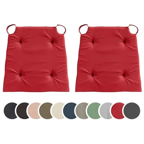 sleepling 2er Set Stuhlkissen - Rot, 100% Baumwolle, Indoor & Outdoor - Stuhlkissen mit Klettverschluss für sicheren Halt, aus 100% Baumwolle, ideal für drinnen und draußen. Hochwertige Verarbeitung für optimalen Sitzkomfort.