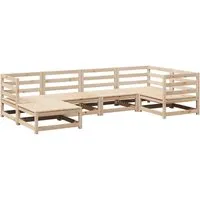 vidaXL 6-tlg. Garten-Sofagarnitur aus massivem Kiefernholz - Braun - Ideal für Garten und Terrasse: Diese robuste Sofagarnitur aus Kiefernholz bietet Platz für entspannte Stunden mit Familie und Freunden. Flexibles, modulares Design für individuelle Gestaltung.