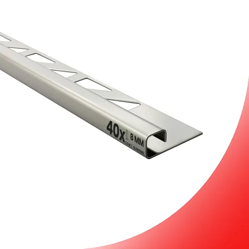 40x Quadrat Edelstahlschiene Fliesenprofil L250cm 8mm glänzend - Hochwertige Fliesenschiene aus Edelstahl, ideal für moderne Innenräume. Mit 40 Stück pro Packung und glänzendem Finish sorgt sie für perfekte Kanten und eine ansprechende Optik.