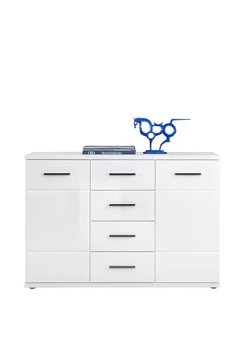 Moderne Hochglanz Kommode BC 1070 in Weiß - Viel Stauraum für Ihr Zuhause - Kommoden & Sideboards - Schlichte Eleganz mit viel Stauraum, ideal für Flur, Wohn- oder Schlafzimmer. Einfache Montage und vielseitig kombinierbar.