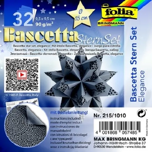 FOLIA - BASTELSET BASCETTA STERN ELEGANCE PEARLS 9,5 x 9,5 CM NEU OVP