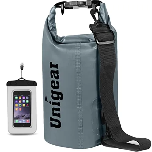 Unigear Dry Bag, 2L/5L/10L/20L/30L/40L/55L, wasserdichter Beutel wasserdichte Taschen Seesack Packsack mit Handytasche und Gurte für Boot und Kajak, Angeln, Rafting, Schwimmen, Camping und Snowboarden