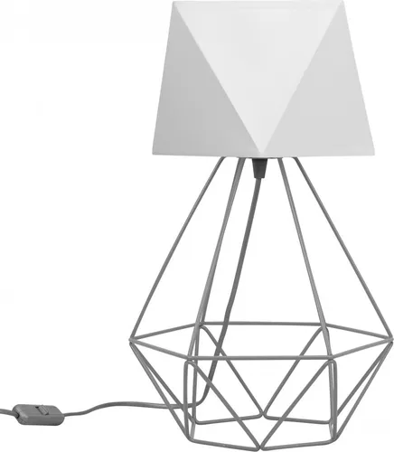 Light-Home Lampenschirm Tischlampe Modern - Elegante Nachttischlampe für Schlafzimmer Wohnzimmer - Tischleuchte E27 - 40x23,5 cm - Grau und Hellgrau Diamant