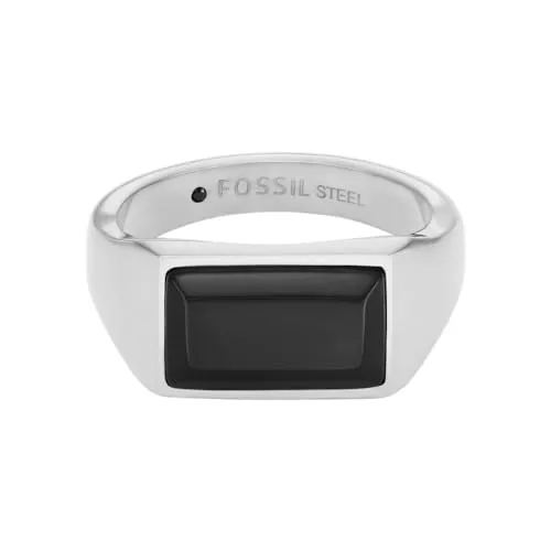 Fossil Herrenring aus Edelstahl mit Onyx von Fossil