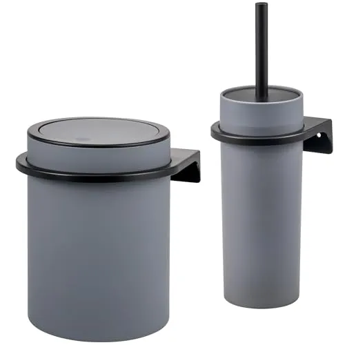 bremermann Bad-Set Savona 2tlg. mit Softtouch-Oberfläche - Badausstattung Sets mit gummierter Softtouch-Oberfläche, inklusive flexibler Wandhalterung für eine einfache Montage und modernes, minimalistisches Design.