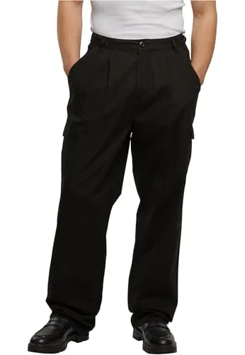 Urban Classics Herren Hose Wide Pleated Cargo Pants, lässige Cargohose mit Bundfalten und weitem Bein, praktische Taschen, Größen 28-38