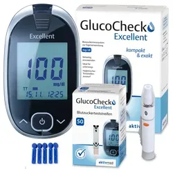 GlucoCheck Excellent Blutzuckermessgerät mit Zubehör