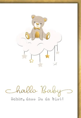 Geburt - Baby - Glückwunschkarte im Format 11,5 x 17 cm - Bär auf Wolke