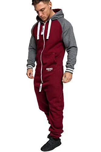 Amaci&Sons Herren Overall Jumpsuit 3022 Bordeaux S in rot von Amaci&Sons