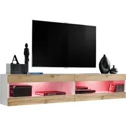 Komodee Wohnwand Tivoli, Eiche Wotan mit LED-Beleuchtung von Komodee