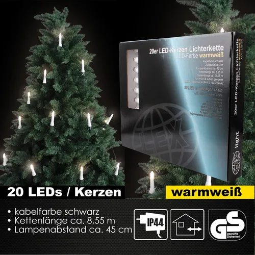 20er LED Kerzenlichterkette für Innen und Außen