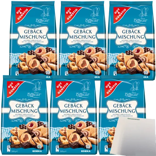 Gut&Günstig Gebäckmischung mit 6 Gebäckspezialitäten 6x500g Packung  usy Block