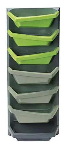 Juwel Vertical Garden Aufbauelement Titan / Limette - Frühbeete mit 3 Pflanzschalen und wasserdichter Rückwand, ideal für Balkon und Terrasse, flexibles Bepflanzungssystem für kreative Gartenideen.