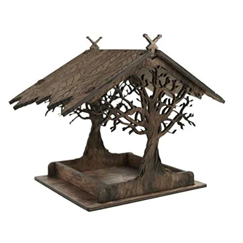 Chiyyak Vogelhäuschen, hölzernes Vogelhaus Futterstationen Kreative Vogelfutterstationen Hängender Vogelfutter-Spender Wildvögel Home Garten Hof Baum Dekoration