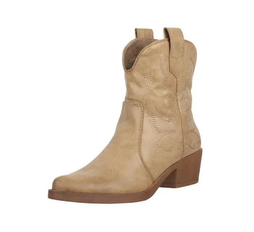 Elara Cowboy-Stiefeletten in Braun (Gr. 36 EU) - Stylische Cowboy-Stiefeletten in Braun, Größe 36, aus atmungsaktivem Synthetik. Ideal für modische Outfits mit einem Blockabsatz für besten Tragekomfort.