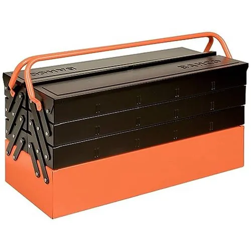 Bahco 1497MBF750 Werkzeugkasten unbestückt - Robuster Werkzeugkoffer aus Metall in Schwarz/Orange, ideal für die individuelle Ausstattung und sicheren Transport Ihrer Werkzeuge.