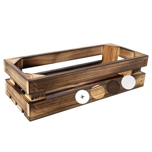 Creative Deco Weinkiste Holz Vintage Holzkiste | 34 x 14 x 9 cm | Geflammt Deko Holzbox | Kiste Geschenkbox Organizer Spielzeugkiste Aufbewahrungsbox Osterdeko