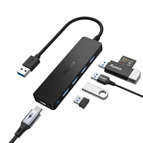 Aceele USB 3.0 Hub, USB Hub mit 4-Port geeignet für MacBook Pro/Air/Mini, Chromebook Pixelbook, iMac, Surface Pro usw. Laptops und andere USB-Geräte
