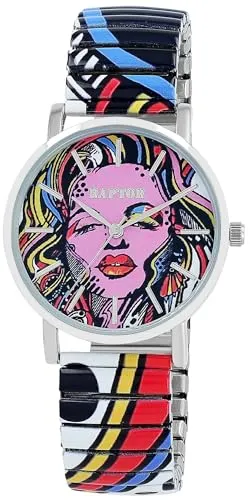 Raptor Colorful Edition Damen-Uhr Zugband Edelstahl - Armbanduhren für Damen mit hochpräzisem Quarzwerk und buntem Kunst-Design, das zum Blickfang wird. Robustes Mineralglas und flexibles Zugband sorgen für hohen Tragekomfort.