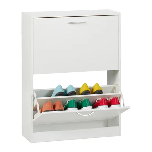 Schuhschrank Schuhkipper Weiß – Platzsparende Schuhaufbewahrung - Regal für Flur/Diele mit 3 Fächern und schlanker Breite von 24 cm. Ideal für kleine Räume, sorgt für Ordnung und Stil in Ihrer Schuhaufbewahrung.