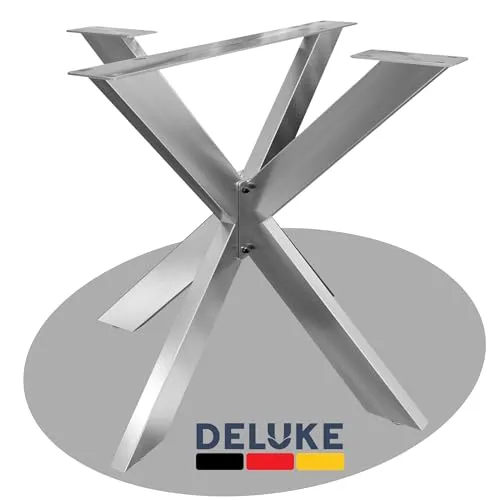 DELUKE® Tischgestell Metall KRYT Edelstahl | inkl. Schrauben + Bodenschoner | Tischbein Tischkufe Tischgestell für Holztisch Esstisch Schreibtisch Sitzbank | 71x85x85cm