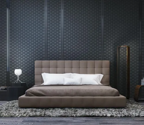 Modernes Luxus Bettgestell im Hotel Design aus Kunstleder - Stylisches Bettgestell für Erwachsene, Maße 190 x 220 cm, mit hochwertigem Kunstlederbezug. Ideal für ein modernes Schlafzimmer, sorgt für Eleganz und Komfort.