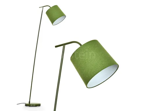 Hofstein Stehlampe aus Metall und Stoff in Grün/Weiß - Moderne Stehlampe für den Innenbereich, 160 cm hoch, mit praktischem Fußschalter. Ideal für Esszimmer, Flur oder Wohnzimmer. Stylisches Design in Industrial-Optik.