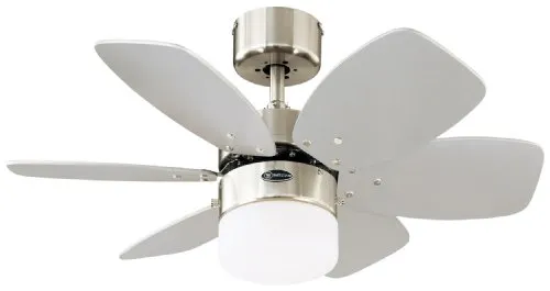 Westinghouse Deckenventilator Flora Royal 76cm mit Beleuchtung - Ventilator mit integrierter Lampe, Wendeflügel in silber/weiß, für Sommer- und Winterbetrieb. Spart Heizkosten und sorgt für optimale Luftzirkulation in Räumen bis 10 m².