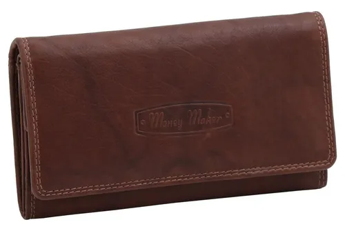 Money Maker Damen Leder Geldbörse mit RFID-Schutz, Braun - Damen-Geldbörsen mit praktischem RFID-Schutz und funktionalem Design. Bietet Platz für Geldscheine, Münzen und Karten – ideal für den Alltag!