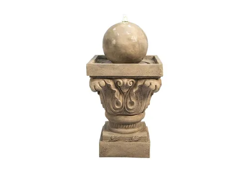Teamson Home Gartenbrunnen aus Kunststoff in Steinoptik - Gartenbrunnen in Braun, 38.5x70.6x38.5 cm, pflegeleicht und dekorativ für Ihren Garten oder Außenbereich.
