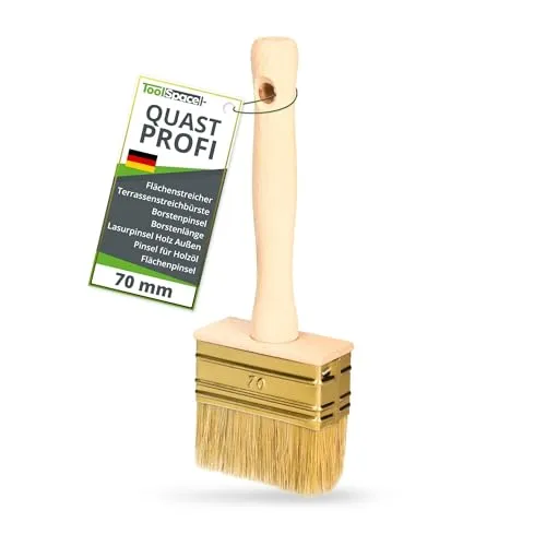 ToolSpace Quast 70 mm Profi Flächenstreicher Deckenbürste Kleisterbürste Fassadenpinsel Holzgriff Kleisterpinsel Tapetenkleister Tapezierbürste Borstenpinsel zum Grundieren Tiefengrund Lasurpinsel
