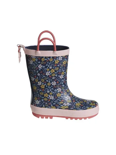 vertbaudet Kinder Gummistiefel mit Blumenmuster und Henkeln Gummistiefel