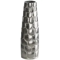 Beliani Blumenvase Silber, 47 cm - Glamouröse Metall-Dekoration - Elegante Blumenvase aus handgefertigtem Aluminium mit glänzender, schuppenförmiger Struktur. Perfekt für jedes Zuhause und ideal für natürliche sowie künstliche Pflanzen.