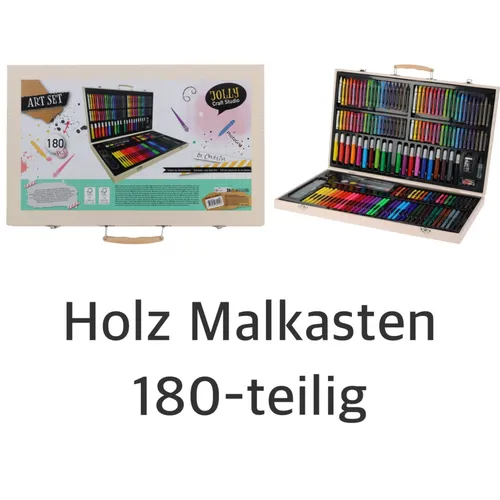 Grosser Malkasten im Holzkoffer, 180-tlg. Künstlerset Art.-Nr. 12313 - Farb-Sets mit 180 hochwertigen Künstlerutensilien, ideal für kreative Projekte und künstlerische Entfaltung.