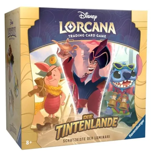 Ravensburger Disney Lorcana: Die Tintenlande - Schatzkiste (DE) - Gesellschaftsspiel mit exklusiven TCG OVP Packs, ideal für Disney-Fans und Sammler, um strategische Abenteuer zu erleben.