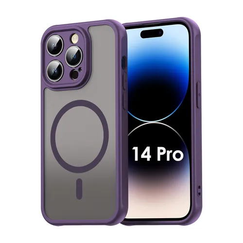 Magsafe Handyhülle für Apple iPhone 14 Pro Matt Case Schutzhülle Kratzfest Lila