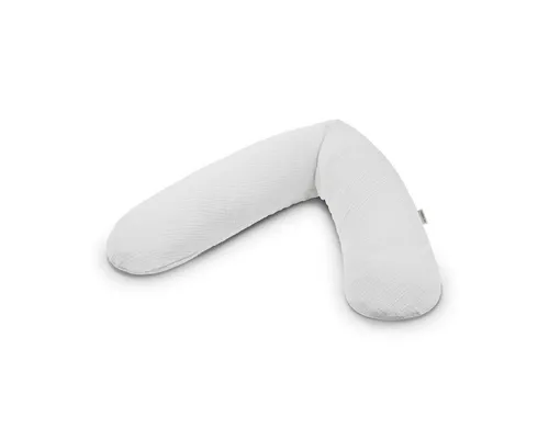Theraline das Original Stillkissen Lichtgrau Musselin - Stillkissen & -bezüge, ergonomisch geformt für optimalen Komfort beim Stillen und Entspannen.